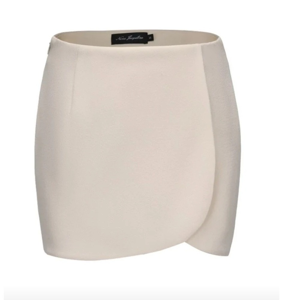 Nana Jacqueline Chloe Skirt Beige Asymmetrical Mini Sz Med NEW